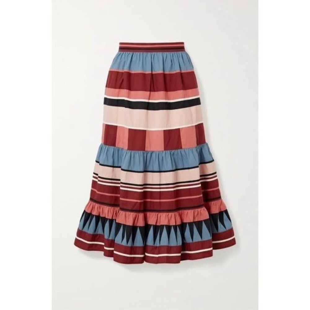 Ulla Johnson Simi Patchworked Cotton Poplin Midi … - image 1